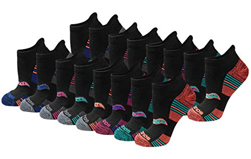 Saucony Women's RunDry Performance 8, Heel Tab Athletic Socks, S-L, Assorted Darks (16 Pairs), Small