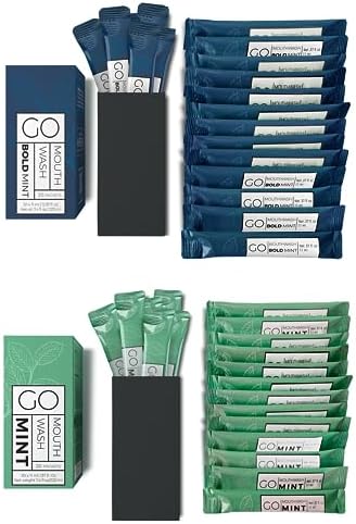 Bold Mint GO Travel Size Mouthwash Packets – Individual Mini Mouthwash for Fresh Breath - Smart Single Packet Design to Reduce Travel Bottle Waste.