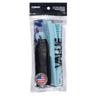Conair Multipack Combs Made in USA - 12pk Multicolor