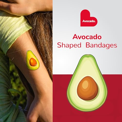 BioSwiss Bandages, Avocado Shaped Self Adhesive Bandages, Latex Free Sterile Wound Care, Fun First Aid Kit Supplies for Kids, 24 Count