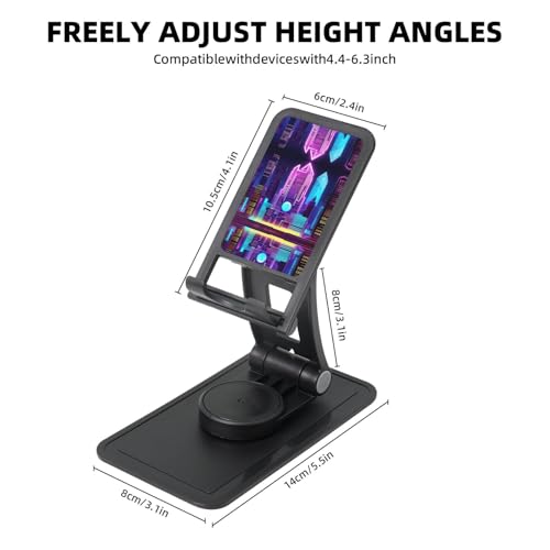 Sci-Fi City Cell Phone Stand 360° Adjustable Desktop Phone Holder Cradle Compatible With Most Mobile Phones Black