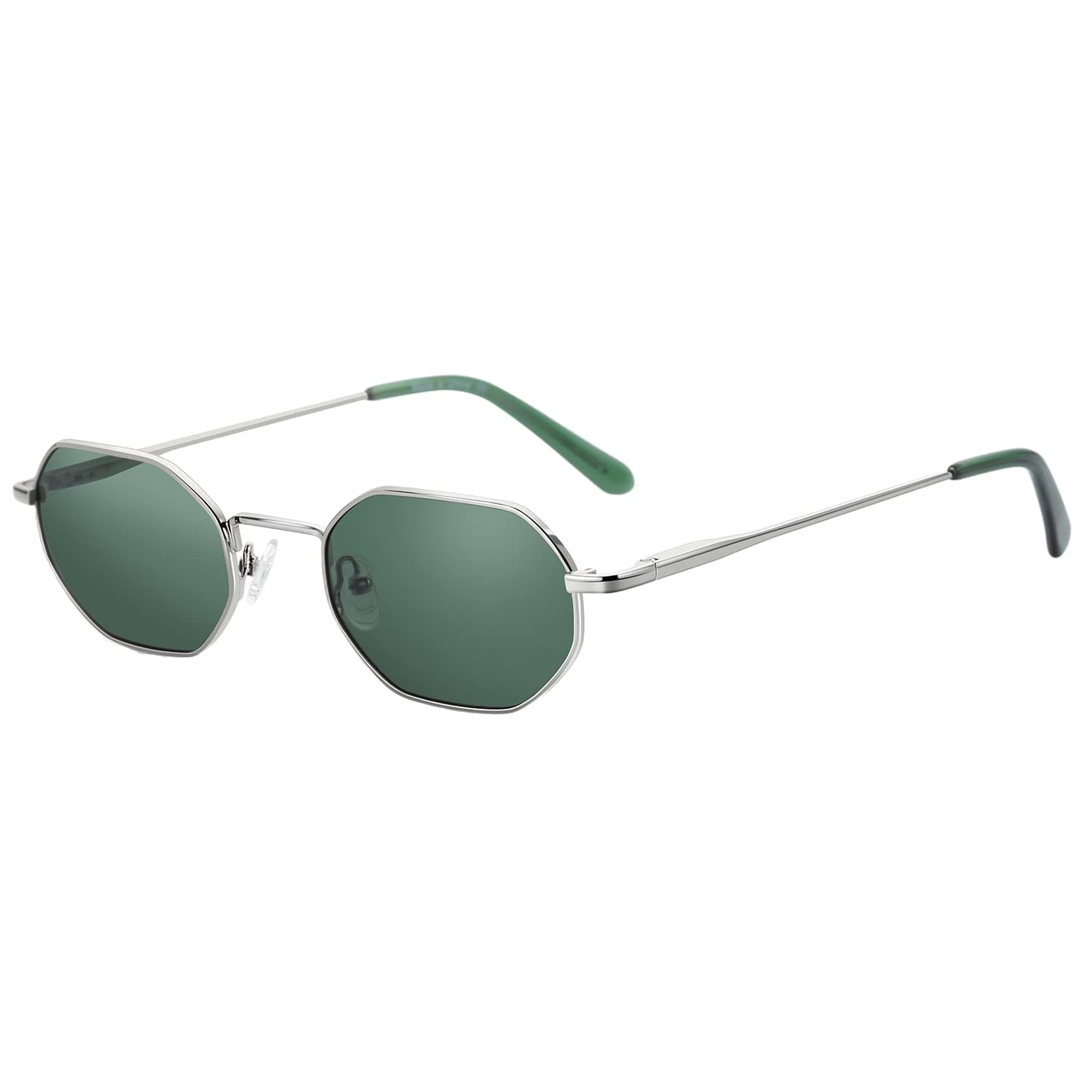 ZENOTTIC Small Octagonal Polarized Sunglasses for Women Men Hippie Metal Frame Retro Rectangle Sun Glasses