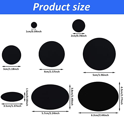 80 Pieces Down Jacket Patches Nylon Repair Tape Self-Adhesive Repair Patch with 8 Sizes for Jacket Tent Outerwear Repair, Round and Oval Shape (Black)