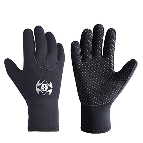Oumers 3MM Double-Lined Neoprene Scuba Gloves Diving Gloves, Woman Man Teenager Five Finger Wetsuit Gloves Use for Snorkeling, Swimming, Surfing, Sailing, Boating, Kayaking, Diving