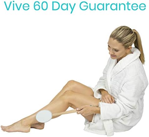 Vive Back Lotion Applicator Replacement Pads (6 Pack) - Long Reach Handle Loofah Sponge Shower Scrubber for Self Application - Body Bath Wash Brush for Skin Cream, Suntan, Tanning, Aloe - Men, Women