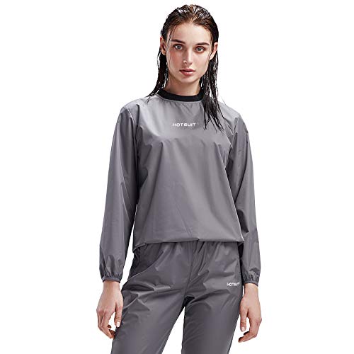 HOTSUIT Sauna Suit Women Durable Gym Workout Sauna Jacket Pants Sweat Suits, Grey, S