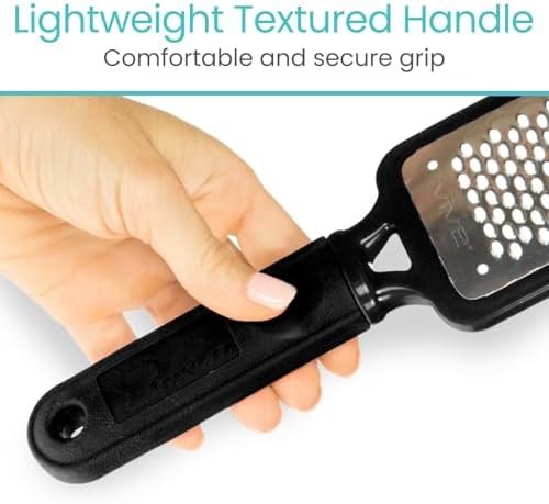 Vive Foot File (3 Pack) - Feet Scraper for Dead Skin - Heel Grater, Callus Remover Scrubber Tool, Rasp for Cracked Heels - Stainless Steel Pedicure Filer for Men & Women - Use on Wet or Dry Skin