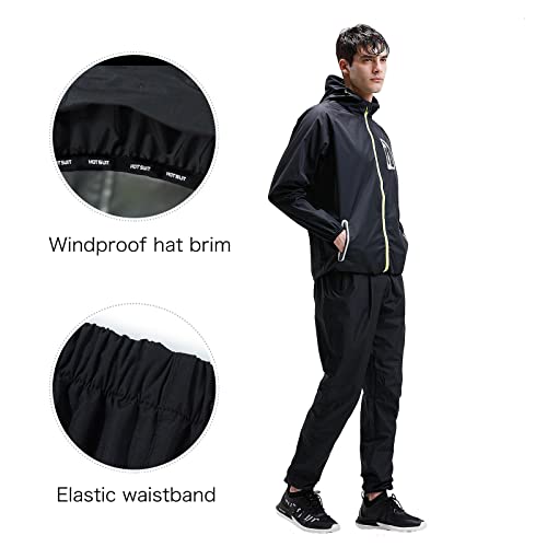 HOTSUIT Sauna Suit Men Anti Rip Boxing Sweat Suits Exercise Workout Jacket, Black, S