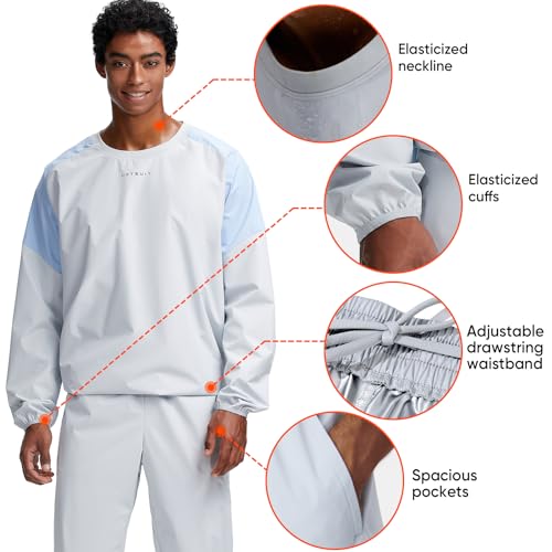 HOTSUIT Sauna Suit Men Sweat Suits Anti Rip Gym Exercise Workout Sauna Jackets Pants, White, M