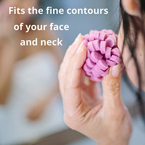 3-Pack Facial Buff - Foam Scrubber Loofah for Exfoliation & Cleansing Face - Removes Oil, Dirt, Dead Skin & Makeup - Sensitive, Dry, Oily or Combination Skin - Gentle to Clinical Strength (Pink)