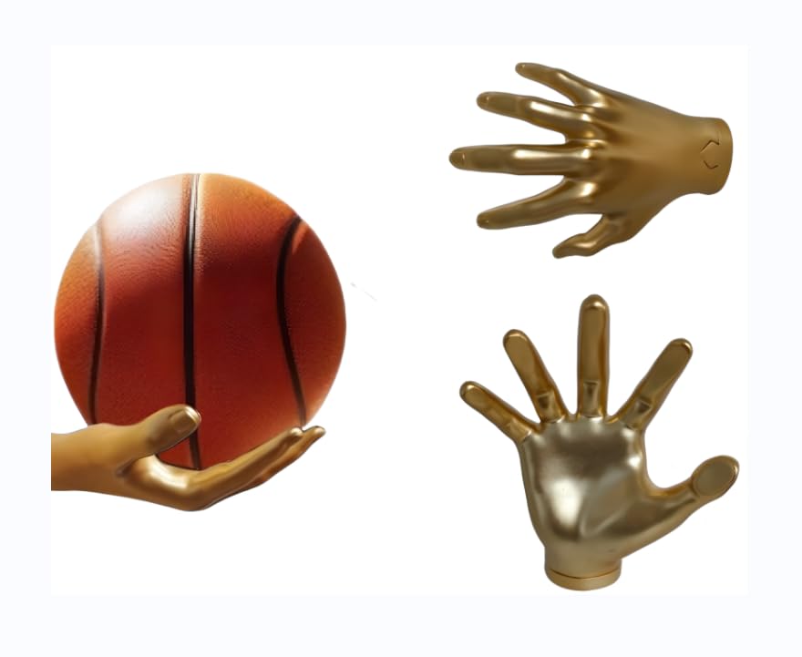 ZHYPFF Handmade Safe Wall Mounted Basketball Display Stand Hand Shaped Ball Stand Storage with Screws Wall Mounted Handheld Display Stand Suitable for Basketball, Football, Volleyball etc.gold