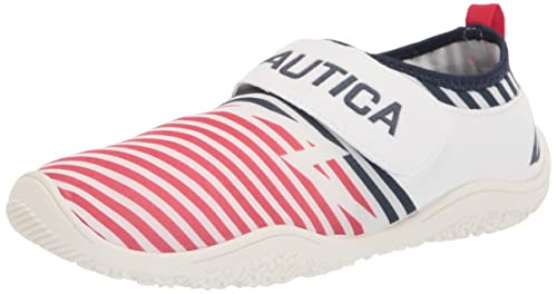 Nautica Women's Arlene Athletic Water Shoes Barefoot Beach Sports Summer Shoe With Stap-Red White and Blue-9