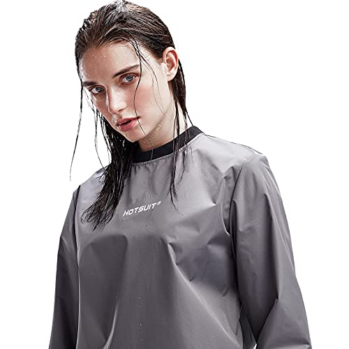 HOTSUIT Sauna Suit Women Durable Gym Workout Sauna Jacket Pants Sweat Suits, Grey, S