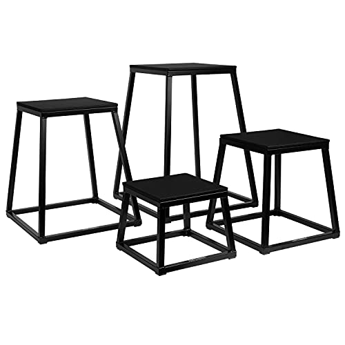 Retrospec Leap Plyo Box Jump Platforms for Home Gym Plyometric Jumping & Jump Box Exercise, 12", Matte Black