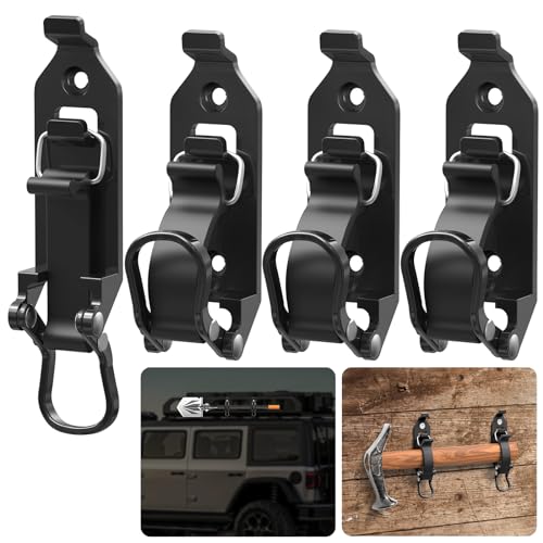 Youlvy Shovel Mount for Roof Rack, Shovel Mount for Truck Bed, Truck Jeep Offroad Roof Rack Axe Shovel Mount, Shovel Holder for Truck & Quick Fist Mount Clamps Fit 0.67" to 1.57" D Tools- Black 4PCS