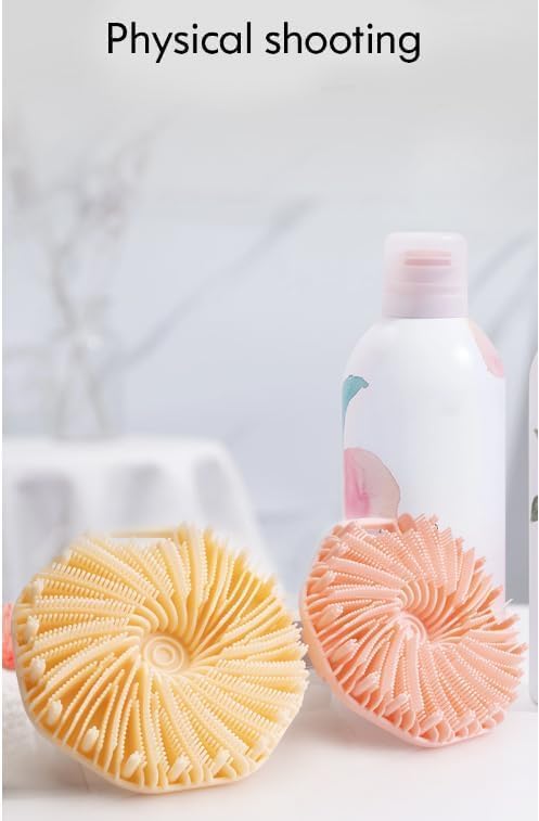 Body Scrubber - Exfoliating Massage Brush,Suitable for Delicate Skin, Spa & Travel, Replaces Loofah (Pink)