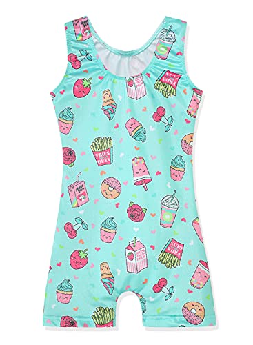 Leotards for Girls Gymnastics Dance Outfit 3t 4t Toddler Kid Athletic Dance Wear Shiny Green Donuts Biketard (Green, 3-4T)