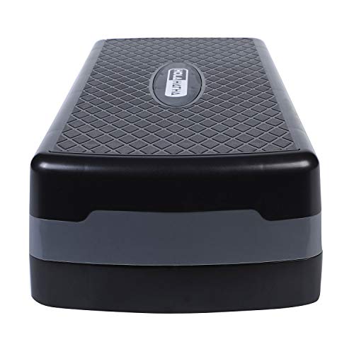 HolaHatha Compact Portable Aerobic Step Platform Exercise Fitness Equipment, Cardio Stepper with Adjustable Height for Home Gym, Black
