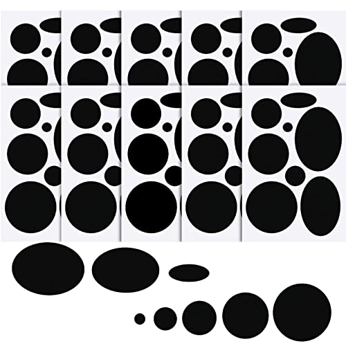 80 Pieces Down Jacket Patches Nylon Repair Tape Self-Adhesive Repair Patch with 8 Sizes for Jacket Tent Outerwear Repair, Round and Oval Shape (Black)