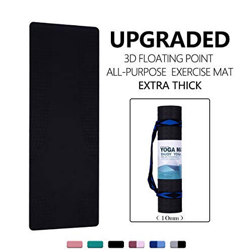 JELS Extra Thick Yoga Mat, 2/5 inch, Ergonomic 3D Non Slip Design, SGS Certified TPE Material, Yoga Mat for Men Women with Carrying Strap,Exercises Mat for Yoga, Pilates and Floor Workout(72"x26")