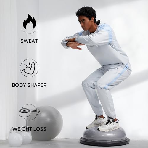 HOTSUIT Sauna Suit Men Sweat Suits Anti Rip Gym Exercise Workout Sauna Jackets Pants, White, M