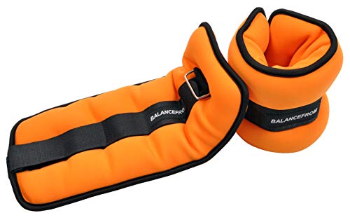Signature Fitness Fully Adjustable Ankle Wrist Arm Leg Weights, Orange, 10 lbs each (20-lb pair)