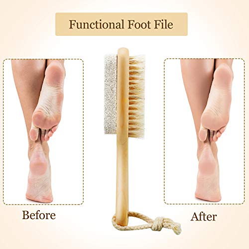 3 Pieces Foot File Rasp Callus Remover Pumice Stone Rasp Brush Double Sided Foot Scrubber Exfoliator with Pumice Stone and Bristle Brush Foot Scraper Pedicure Tools for Dry Dead Skin Foot Care