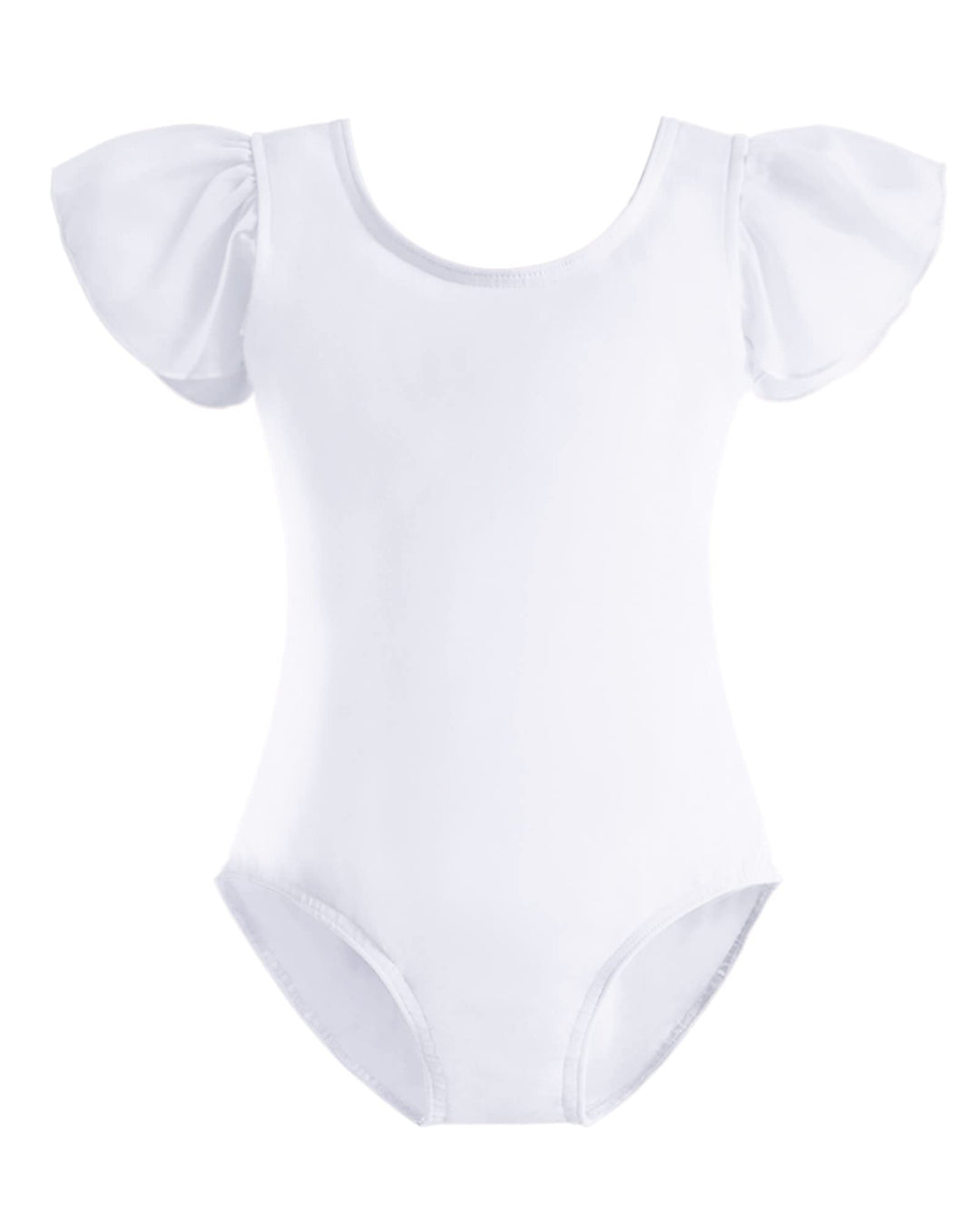 Stelle Girls Toddler Leotard for Ballet Dance Leotards Gymnastics Ruffle Short Sleeve Outfits (White, 6 Years)