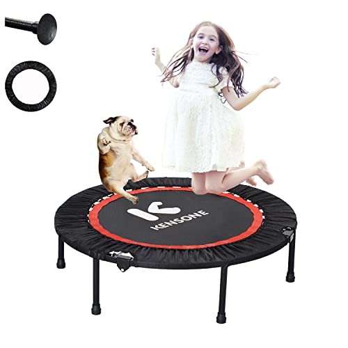 KENSONE 40" Mini Trampoline Rebounder Trampoline for Adults Small Fitness Trampoline for Kids Bounce Exercise, 1 Extra Black Cotton Safety Pad Included, Max Load 330 LBS