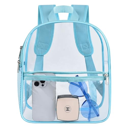 USPECLARE Clear Backpack Stadium Approved 12×6×12, Water proof Clear Bag for Concert Work Sport Event(Baby Blue