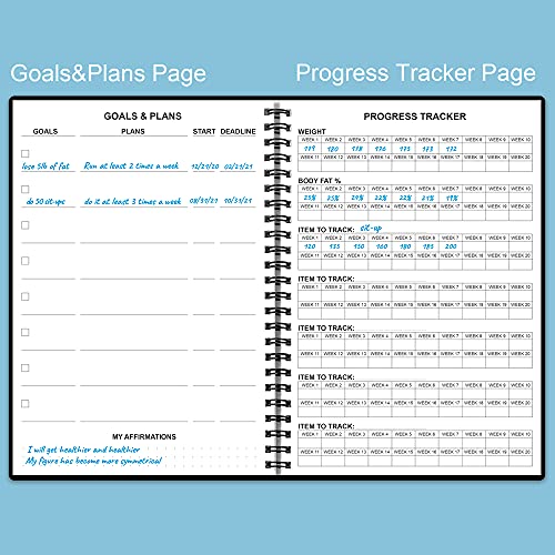 Fitness Planner for Women & Men - A5 Workout Log Book/Exercise Workout Log to Track Weight Loss, GYM, Bodybuilding Progress - Daily Health & Wellness Workout Journals, 5.8X8.25 In Workout Book