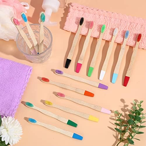 Estune 24 Pcs Kids Bamboo Toothbrushes Soft Bristle Individually Wrapped Toddler Toothbrush Manual Travel Tooth Brushes for Kids Children Adults School Travel Teeth Oral Supplies 5.7 Inch