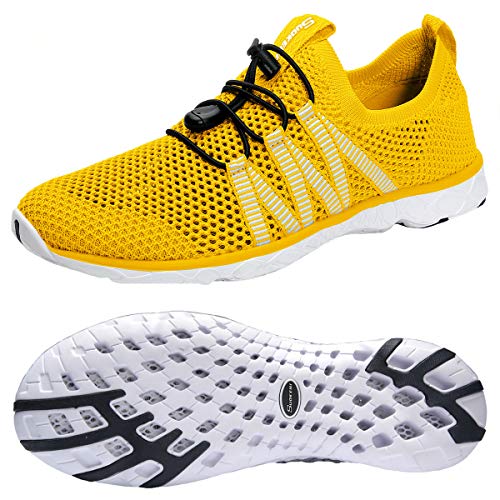 SUOKENI Women's Quick Drying Slip On Water Shoes for Beach or Water Sports Yellow,Size:US 8.5/EU 39