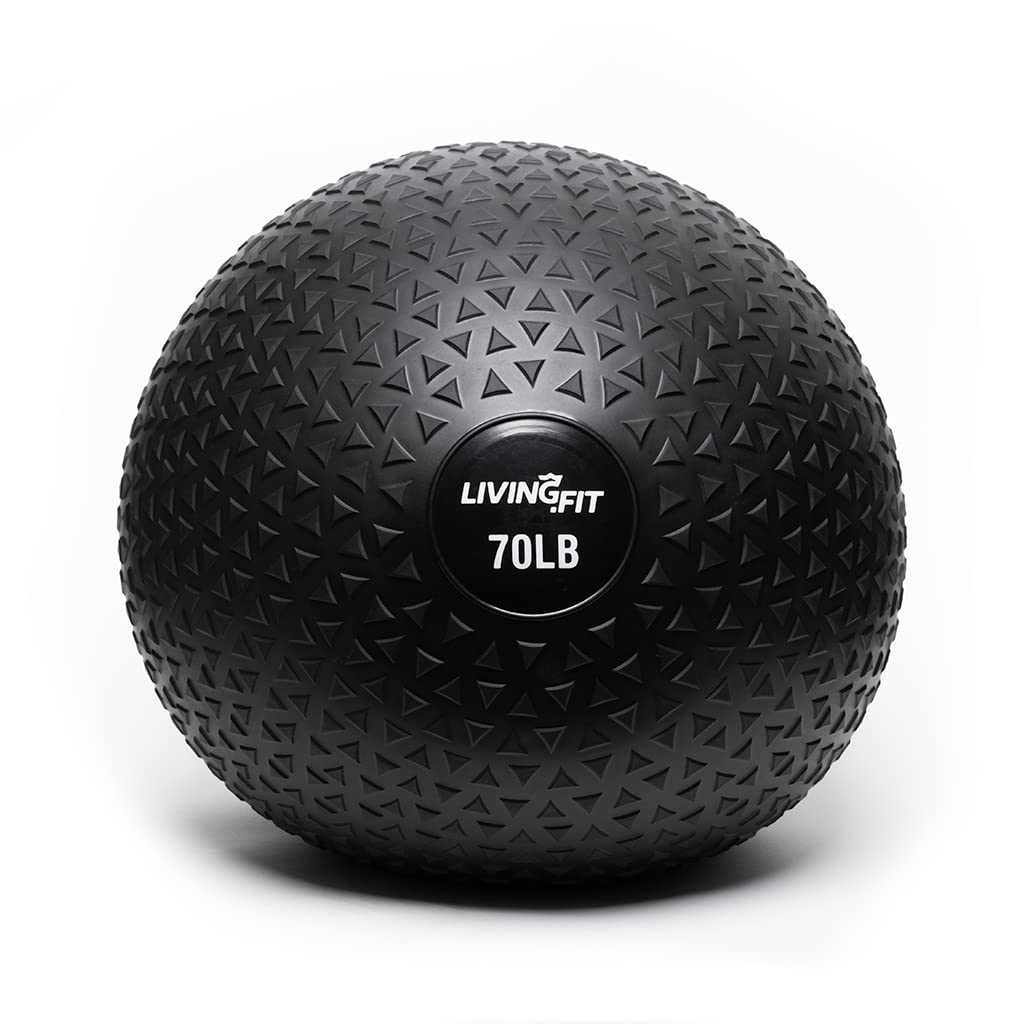 Living.Fit Slam Ball – Durable Heavy-Duty 70 LB Slam Ball for Strength Training, Crossfit, and Functional Fitness – Available in Multiple Weights – Non-Slip Grip, Versatile for Full-Body Workouts