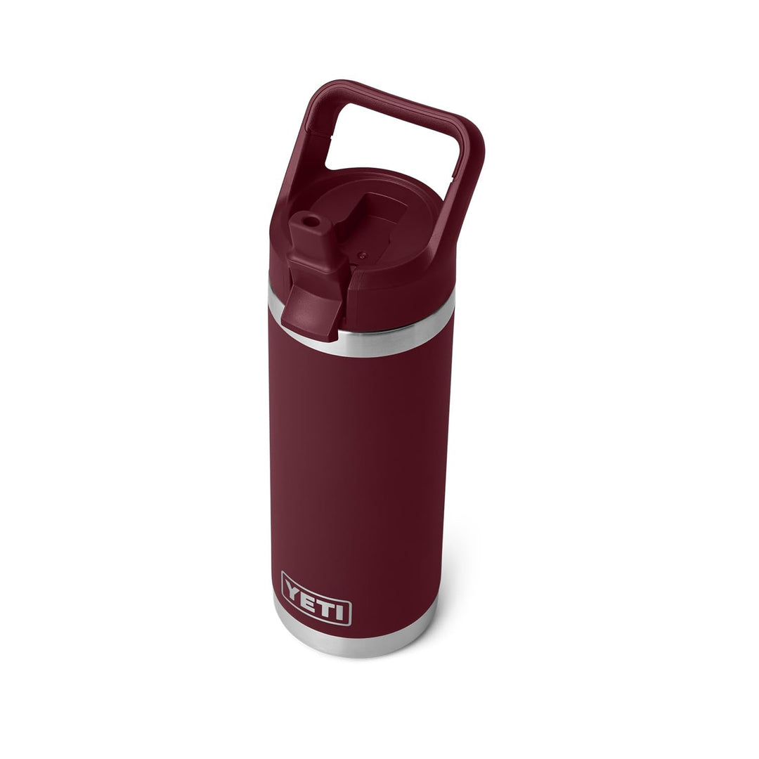 YETI Rambler 18 oz Bottle, Vacuum Insulated, Stainless Steel with Color Matching Straw Cap, Wild Vine Red