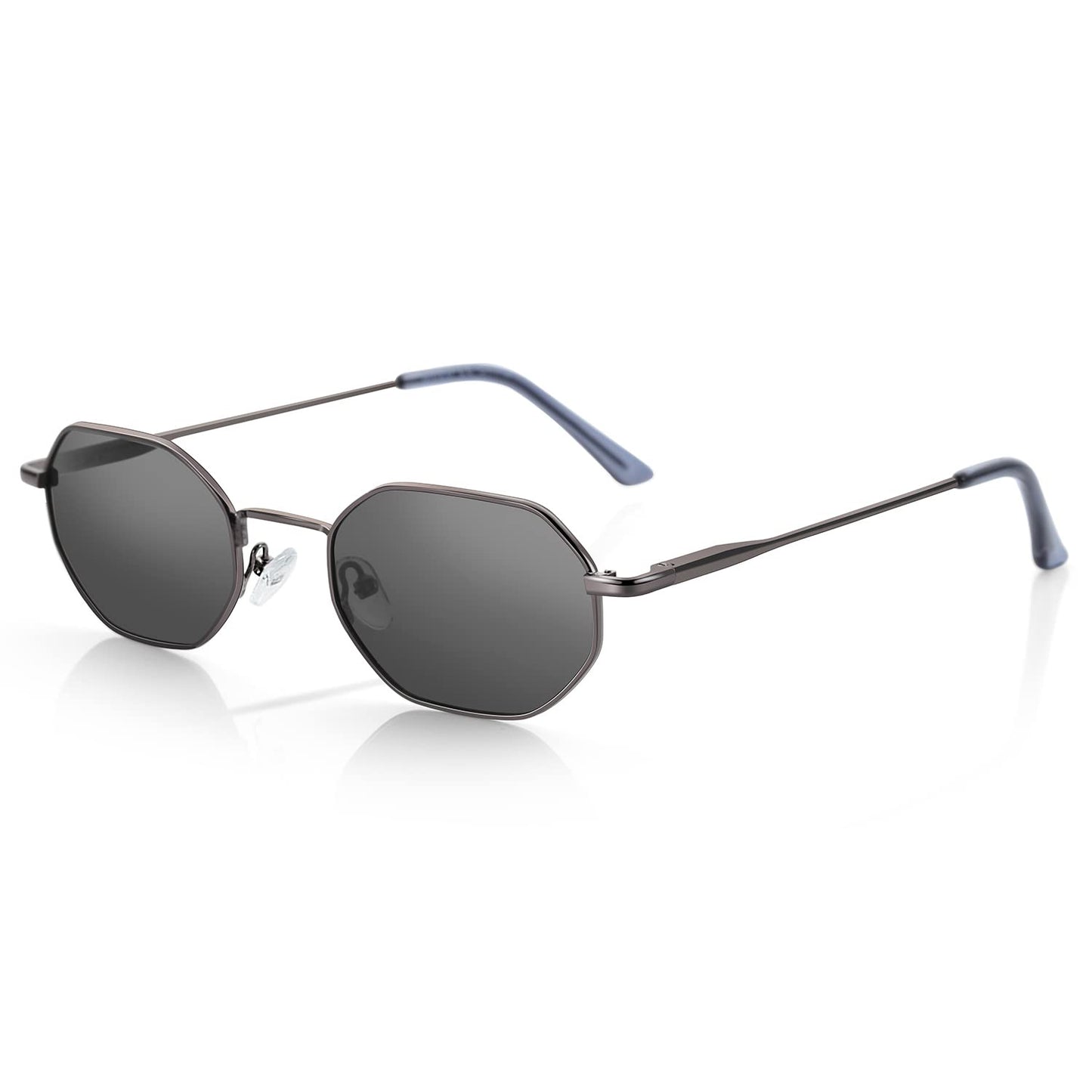 ZENOTTIC Small Octagonal Polarized Sunglasses for Women Men Hippie Metal Frame Retro Rectangle Sun Glasses