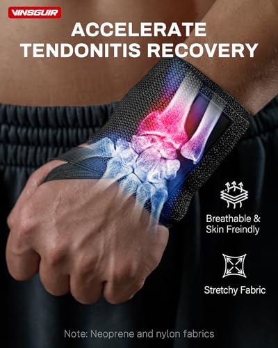 VINSGUIR Elastic Wrist Wraps for Weightlifting and Working Out, Breathable Lifting Wrist Wraps with Thumb Loop, 21'' Gym Wrist Brace for Wrist Support and Protection, Men and Women (Pair)