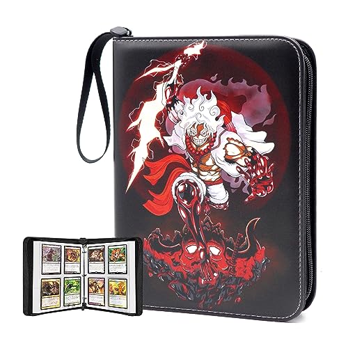 Trading Card Binder for One Piece Cards,9 Pocket with 50 Sleeves up to 1080 Cards One Piece TCG Card Binder,Portable Waterproof Card Storage Book with Sleeves,One Piece Anime for Card Display Case