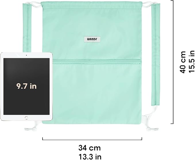 WANDF Drawstring Backpack Sports Gym Bag with Shoulder Pads Water Resistant String Bag Cinch Bag for Women Men (Mint Green)