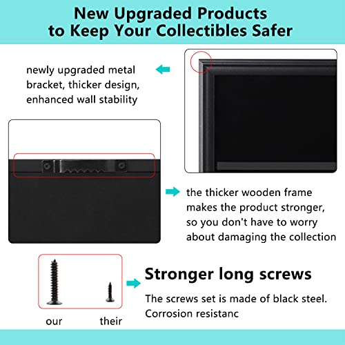 VERANI Baseball Card Display Case - 35 Graded Sports Card Display Frame - Holds Sport Cards with UV Protection Clear View Lockable Wall Cabinet for Football Basketball Trading Card Vertical - 2Pack