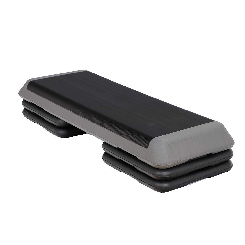 Oteymart 43 Inches Aerobic Step Platform Stepper Height Adjustable for Exercise Workout Step Platform w/ 4 Risers Trainer, Black