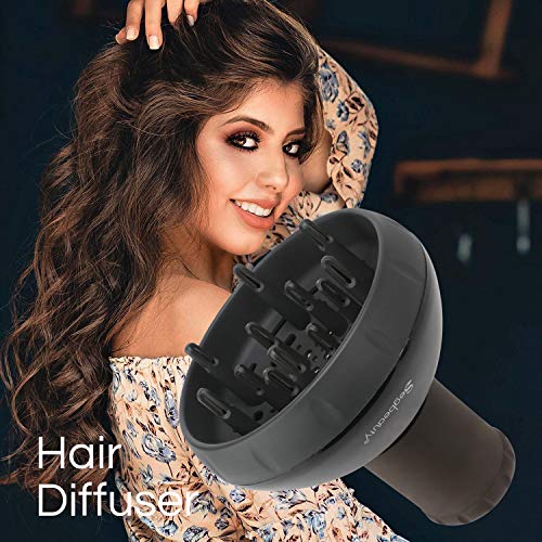 Segbeauty Hair Diffuser for Curly Hair, Upgraded Adjustable Air Flow, Deep Bowl, Professional Salon Frizz-free Fast Dry Diffuser Attachment with 1.57"-1.97" Nozzle, Black