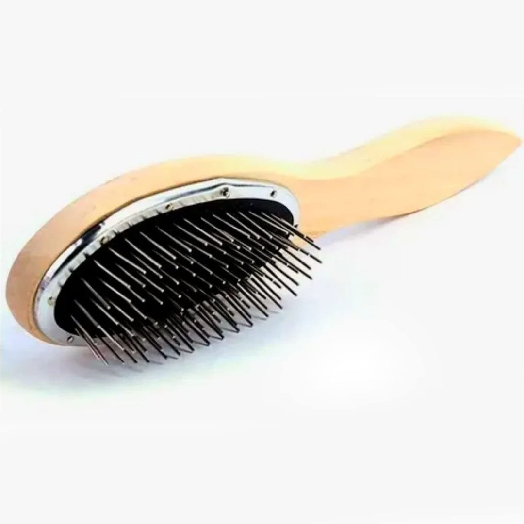 Hair Brush Stainless Steel Wig Brush Wig Comb, Prevent Frizzing Prevent Static Electricity Exquisite Wooden Handle Wig Brush, Fo