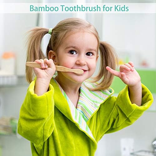 16 Pcs Kids Bamboo Toothbrush Soft Bristle Natural Toothbrush Wooden for Kids with Colorful Bristles and Ergonomic Animal Designs Handles