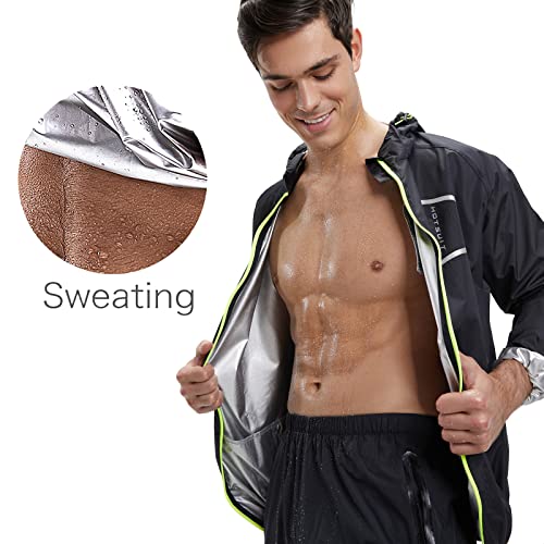 HOTSUIT Sauna Suit Men Anti Rip Boxing Sweat Suits Exercise Workout Jacket, Black, S