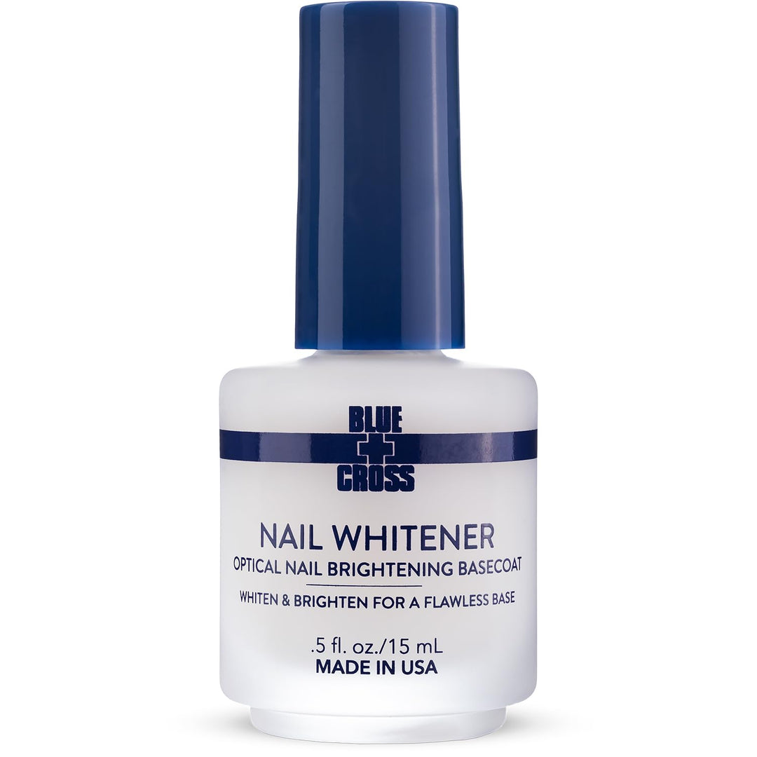 Blue Cross Nail Whitener, Professional Optical Brightening Basecoat Nail Concealer Polish with Vitamin E, Lemon Lime Extracts, Made in USA, 15mL