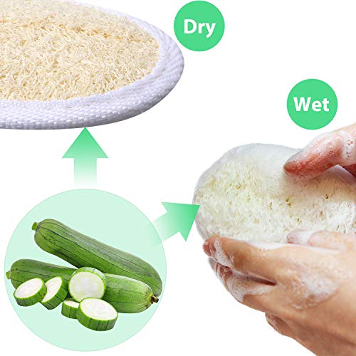 24 Pieces Exfoliating Loofah Pad Facial Body Scrubber Round Bath Shower Loofah Sponge Pad Natural Exfoliating Scrubber Brush Close to Skin for Men Women Shower Bath and Spa(6.5 x 6.5 cm)
