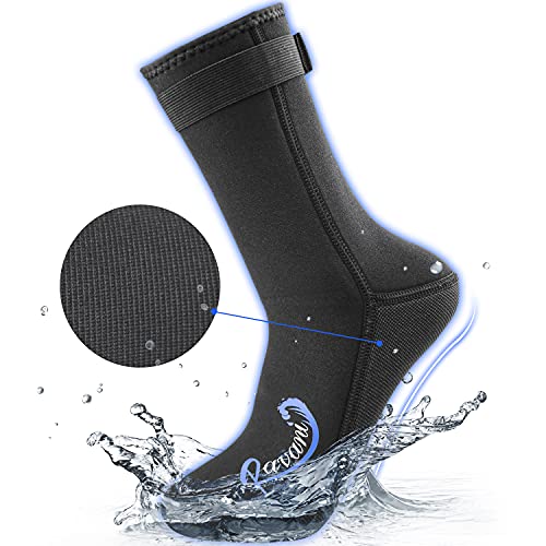 ravani 3mm neoprene wading socks, men's and women's diving socks, Ottoman fabric soles provide extra durability, raised threads provide great slip resistance, surf, wetsuit boots water socks…