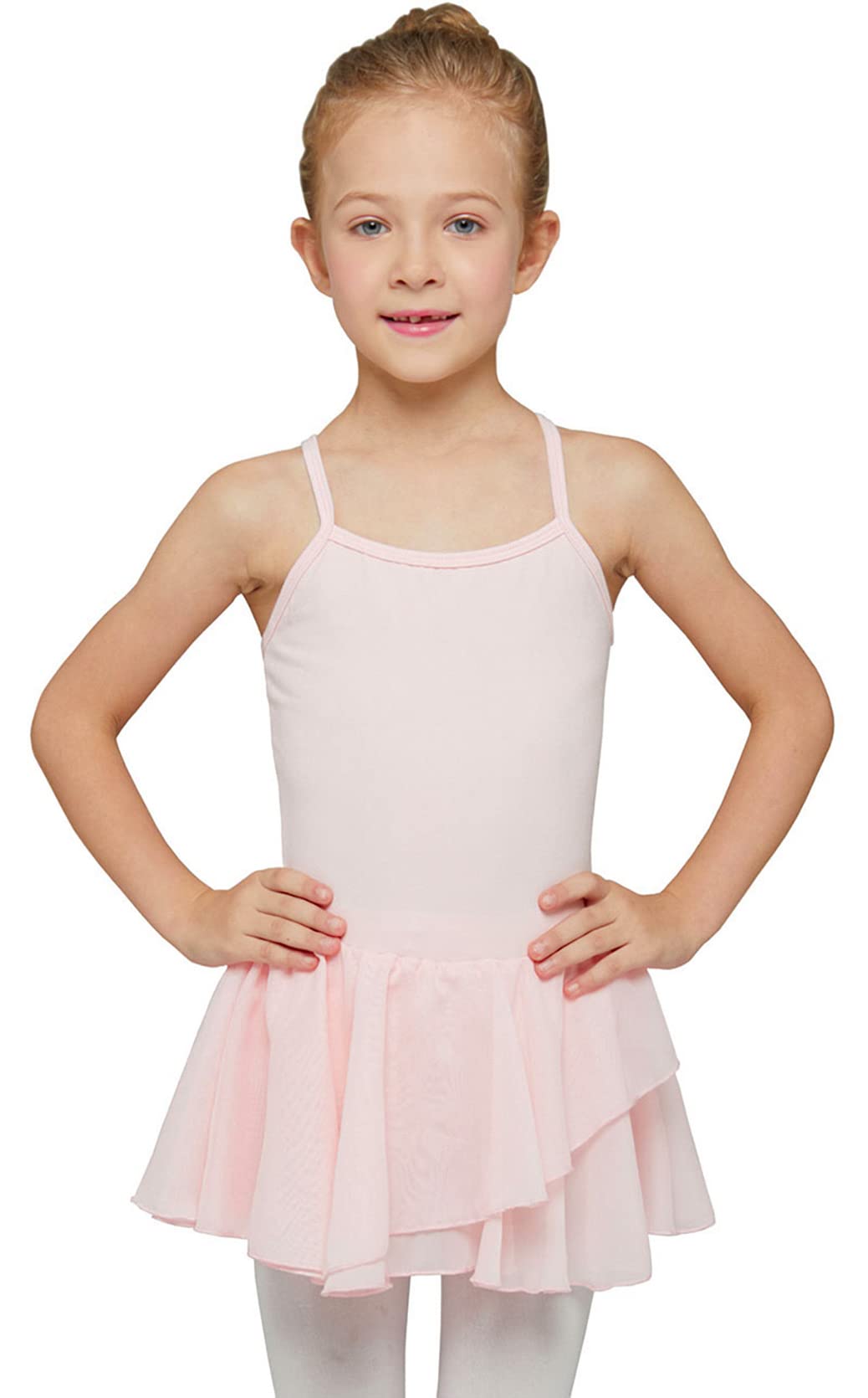 MdnMd Leotard for Girls Kids Dance Ballet Outfit Costume Gymnastic Ballerina Dress Tutu (Ballet Pink, Age 6-8)