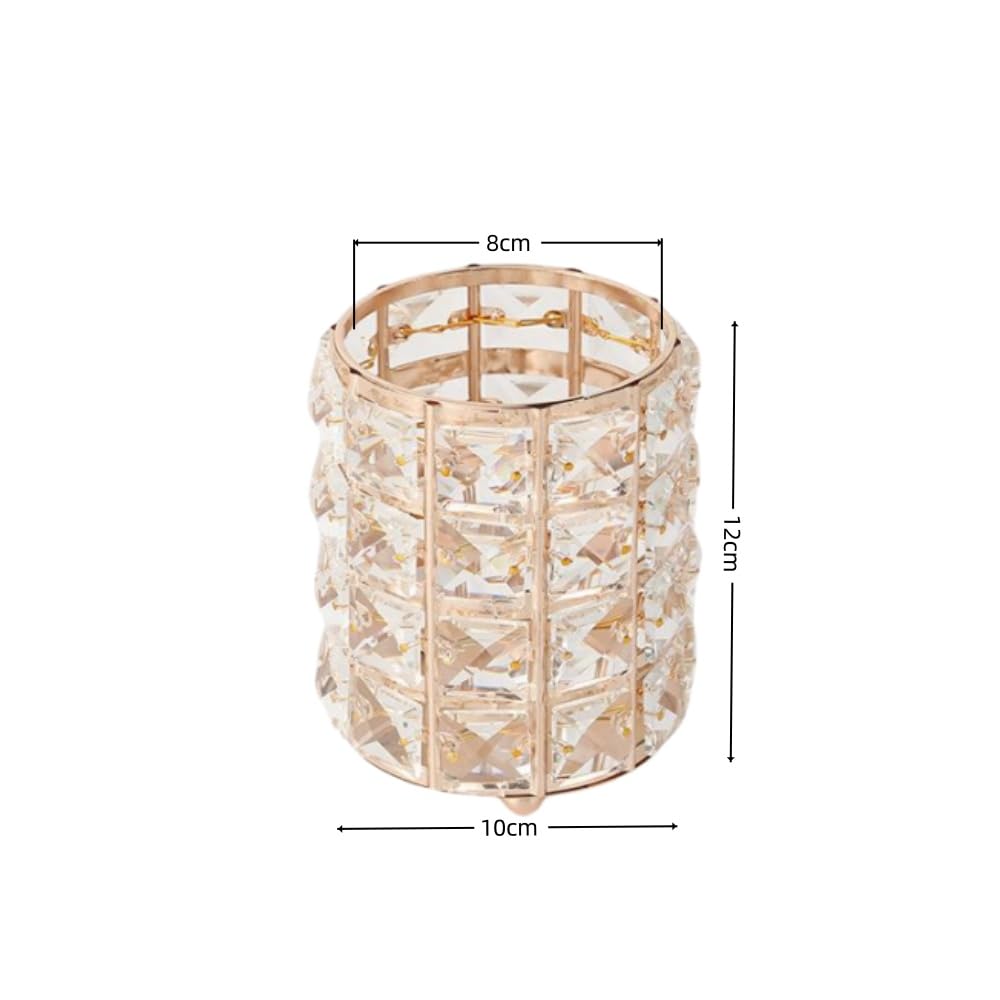 GYWHOOFT Crystal Makeup Organizer, Make Up Cosmetic Holder, Round Brush Organizer, Makeup Organizer Holder for Makeup Brushes, Pens, and Desk